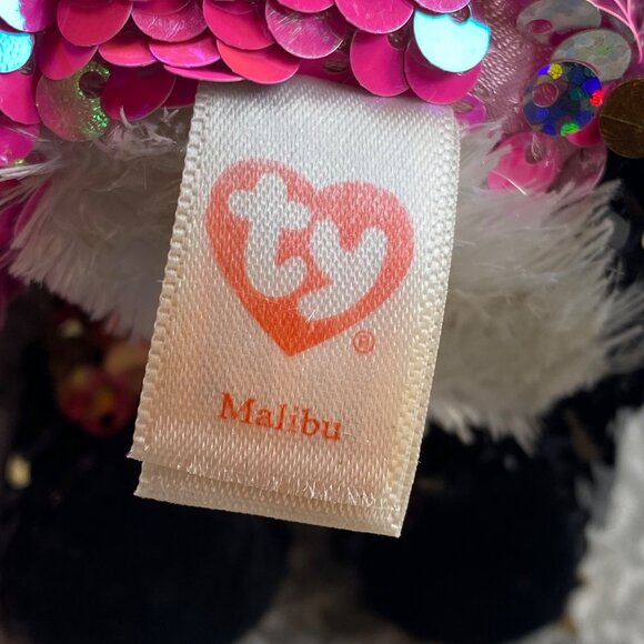 Ty Flippables Malibu Cat Plush 6" Limited Edition Sequin Pink/Black/White - Picture 7 of 16